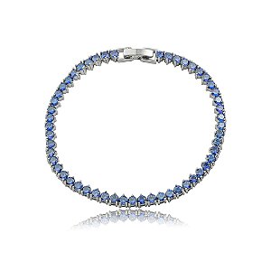 Pulseira de riviera cravejado de zircônia tanzanita banho em Ródio branco
