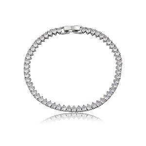 Pulseira de riviera cravejado de zircônia lilás banho em Ródio branco