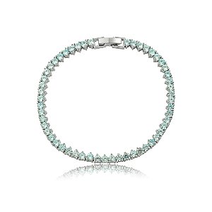 Pulseira de riviera cravejado de zircônia acqua banho em Ródio branco
