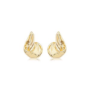 Brinco dourado liso banho em ouro 18k