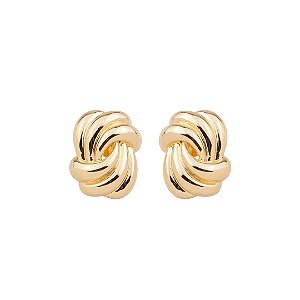 Brinco dourado liso banho em ouro 18k