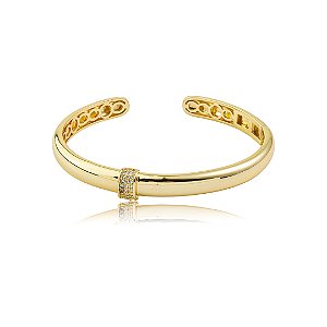 Bracelete dourado liso banho em ouro 18k