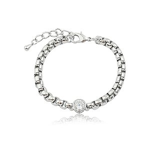 Pulseira lisa banho em ródio branco