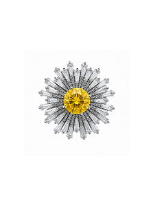 Broche flor cravejado de zircônia cristal banho em ródio branco