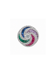 Broche cravejado de zircônia rainbow banho em ródio branco