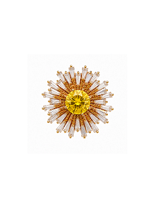 Broche de flor cravejado de zircônia cristal banho em ouro 18k