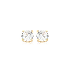 Brinco de base cravejado de zircônia 5A cristal banho em ouro 18k