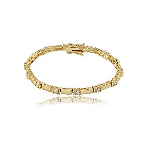 Pulseira cravejada de zircônia cristal banho em ouro 18k