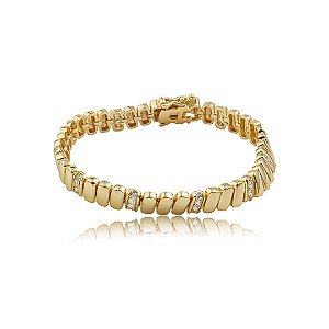 Pulseira cravejada de zircônia cristal banho em ouro 18k