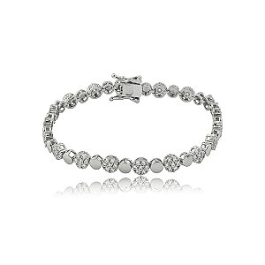 Pulseira cravejada de zircônia cristal banho em ródio branco