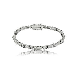 Pulseira cravejada de zircônia cristal banho em ródio branco
