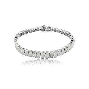Pulseira cravejada de zircônia cristal banho em ródio branco