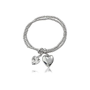 Pulseira de coração dupla lisa banho em ródio branco