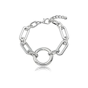 Pulseira lisa banho em ródio branco