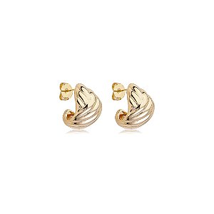Brinco de argola liso banho em ouro 18k