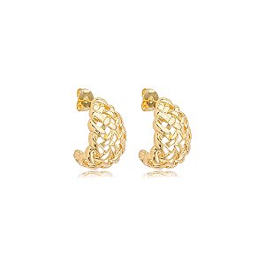 Brinco de argola liso banho em ouro 18k