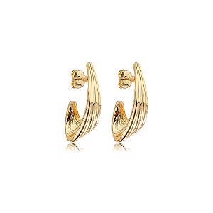 Brinco de argola liso banho em ouro 18k