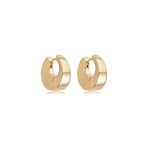 Brinco de argola liso banho em ouro 18k