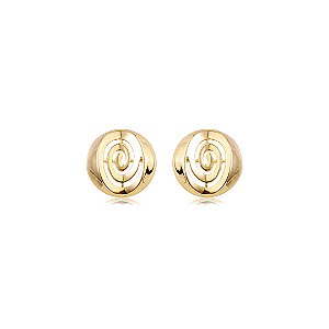 Brinco dourado liso banho em ouro 18k