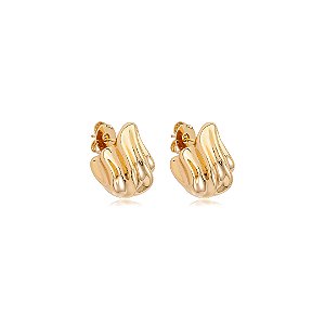 Brinco gota dourado liso banho em ouro 18k