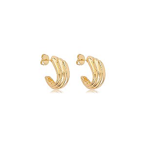 Brinco de argola dourado liso banho em ouro 18k