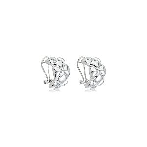 Brinco de argola liso banho em ródio branco