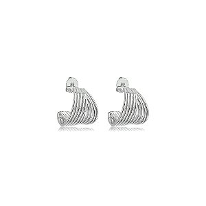 Brinco de argola liso banho em ródio branco