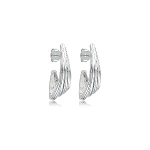 Brinco de argola liso banho em ródio branco