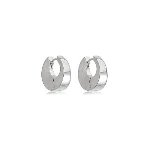 Brinco de argola liso banho em ródio branco