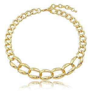 Colar de corrente dourado liso banho em ouro 18k