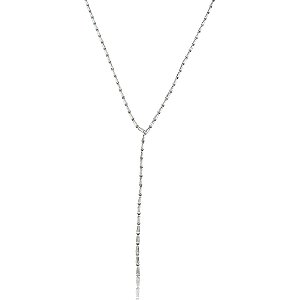 Colar de Riviera gravata cravejado de zircônia cristal banho em ródio branco