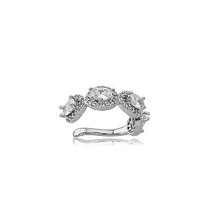 Dupla de piercing fake cravejado de zircônia cristal banho em Ródio branco
