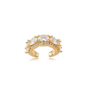 Dupla de piercing fake cravejado de zircônia cristal banho em ouro 18k