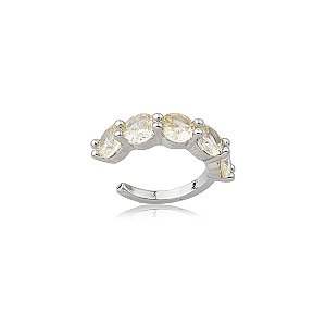 Dupla de piercing fake cravejado de zircônia yellow fancy banho em Ródio branco