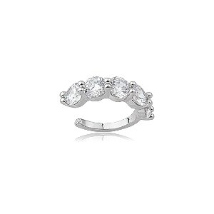 Dupla de piercing fake cravejado de zircônia cristal banho em Ródio branco
