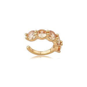 Dupla de piercing fake cravejado de zircônia citrino banho em ouro 18k