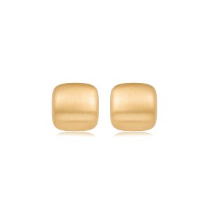 Brinco dourado liso acetinado banho em ouro 18k