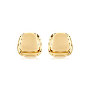 Brinco dourado liso acetinado banho em ouro 18k