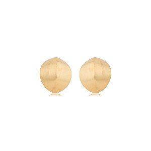 Brinco dourado liso acetinado banho em ouro 18k