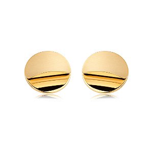 Brinco dourado liso acetinado banho em ouro 18k