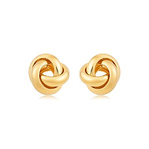 Brinco dourado liso acetinado banho em ouro 18k