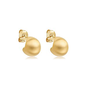 Brinco de argola liso acetinado banho em ouro 18k