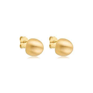 Brinco de argola liso acetinado banho em ouro 18k
