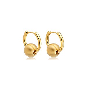 Brinco de argola liso acetinado banho em ouro 18k