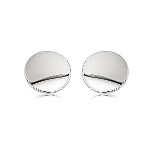 Brinco liso acetinado banho em rodio branco