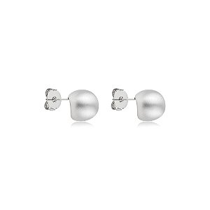 Brinco de argola liso acetinado banho em rodio branco