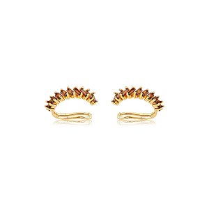 Dupla de piercing fake cravejado de zircônia granada banho em ouro 18k