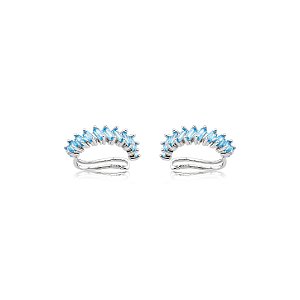 Dupla de piercing fake cravejado de zircônia acqua banho em Ródio branco