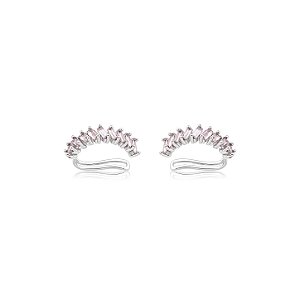 Dupla de piercing fake cravejado de zircônia lilás banho em Ródio branco