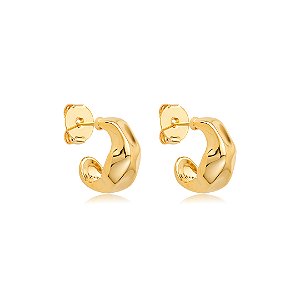 Brinco de argola dourado liso banho em ouro 18k
